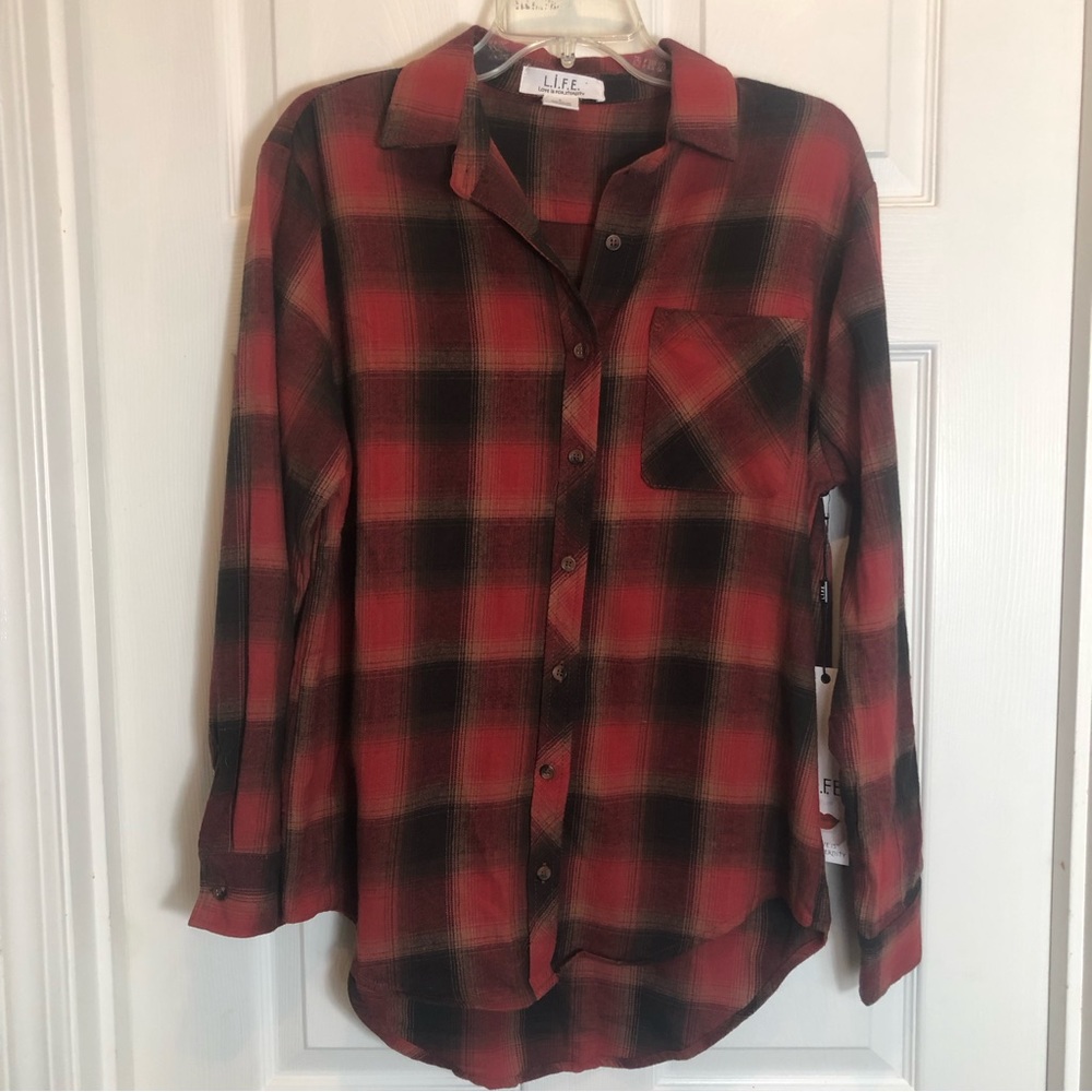 L.i.F.E. Love Is For Eternity  Flannel Button Down Blouse. Size S